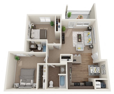 2 Bedroom Floor Plan at Madison Park, Bozeman, 59718